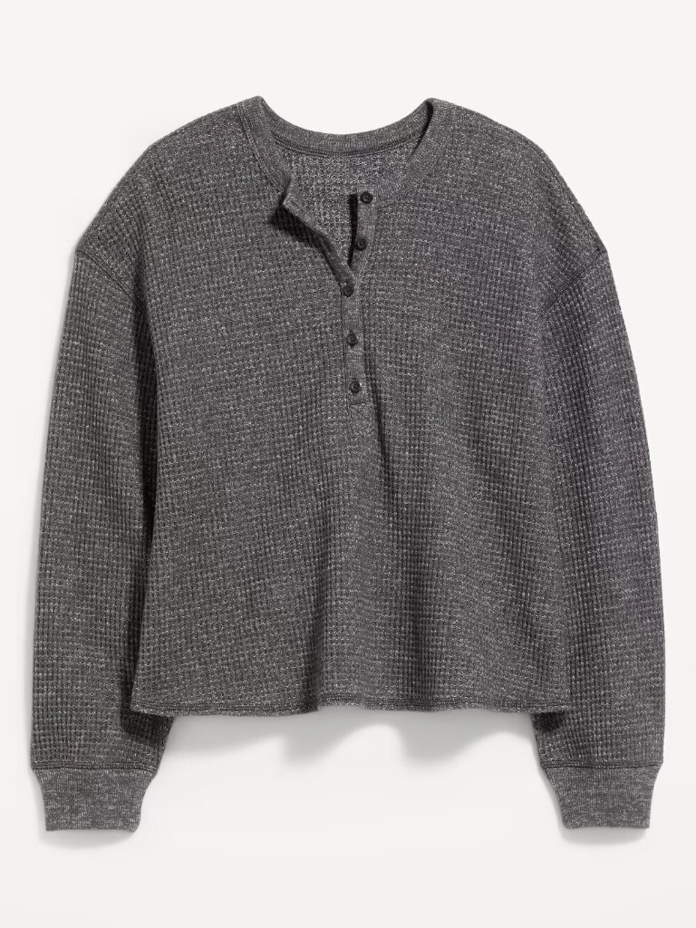 Old Navy Long-Sleeve Gray Crew-Neck Henley Shirt - Women's Size Large
